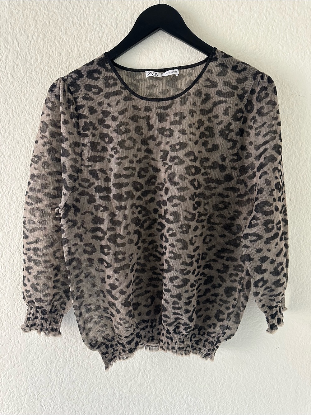Zara Women’s Sheer Leopard Print Blouse